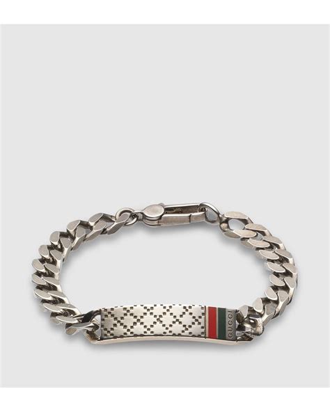 gucci metallic diamante motif id bracelet for men|Metallic Gucci Bracelets for Men .